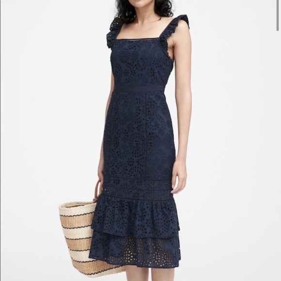 Banana Republic Dresses & Skirts - Banana Republic Navy Eyelet Pinafore Dress